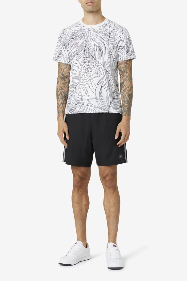 Pickleball Short Sleeve Crew Fila UK White Palm Print/White