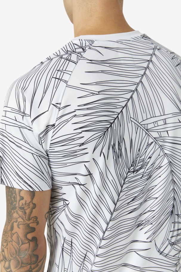 Pickleball Short Sleeve Crew Fila UK White Palm Print/White