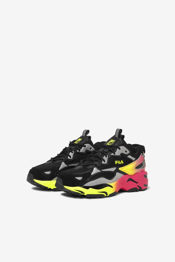 Little Kids\' Ray Tracer Apex Black/Yellow/Deep Pink Fila UK