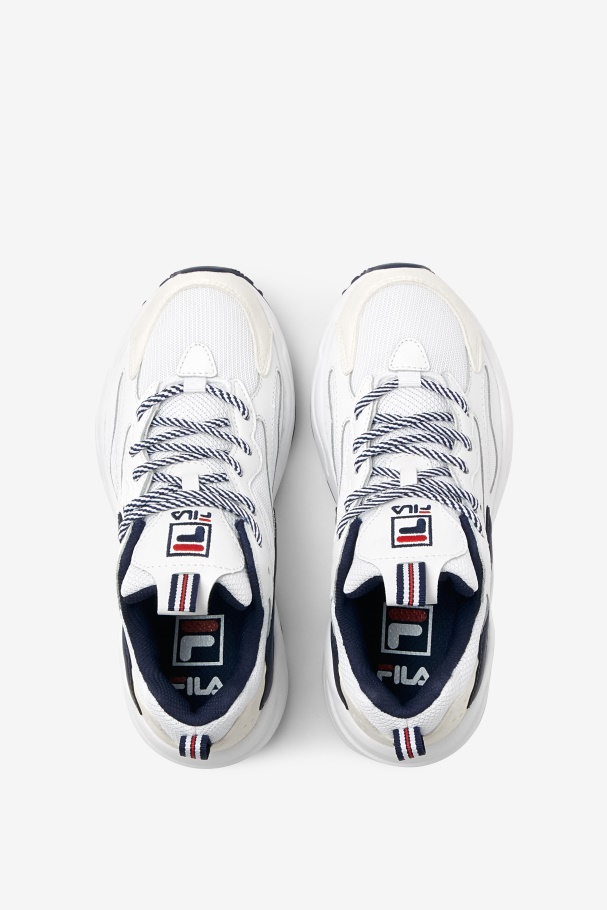 Fila UK White/Navy/Red big kids\' ray tracer