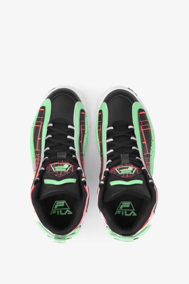 Fila UK Black/Fiery Coral/Green Ash Little Kids\' Grant Hill 2