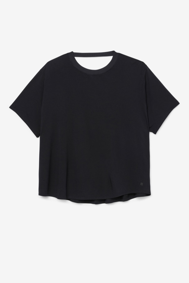 Black Fila UK Fi-Lux Short Sleeve Top