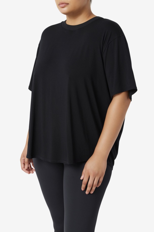 Black Fila UK Fi-Lux Short Sleeve Top