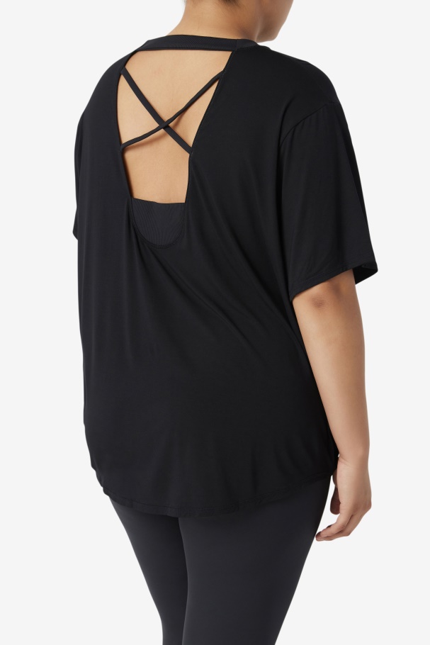 Black Fila UK Fi-Lux Short Sleeve Top