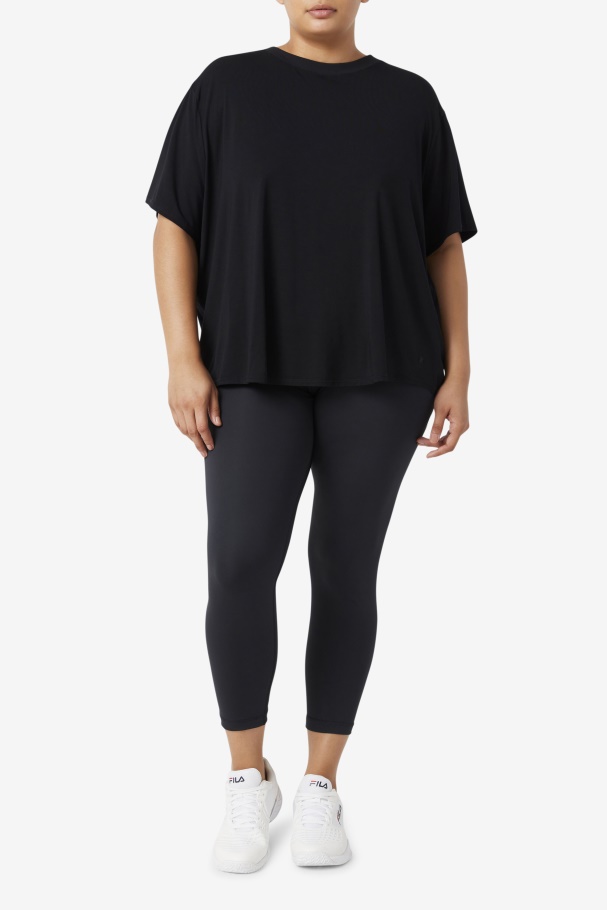 Black Fila UK Fi-Lux Short Sleeve Top