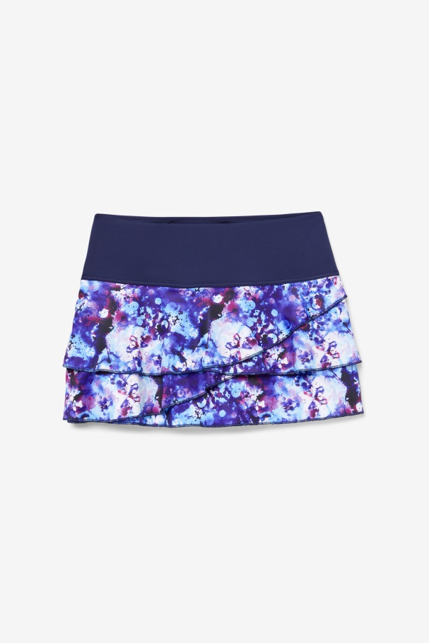 Fila UK Navy Print/Navy Pickleball Tiered Printed Skort
