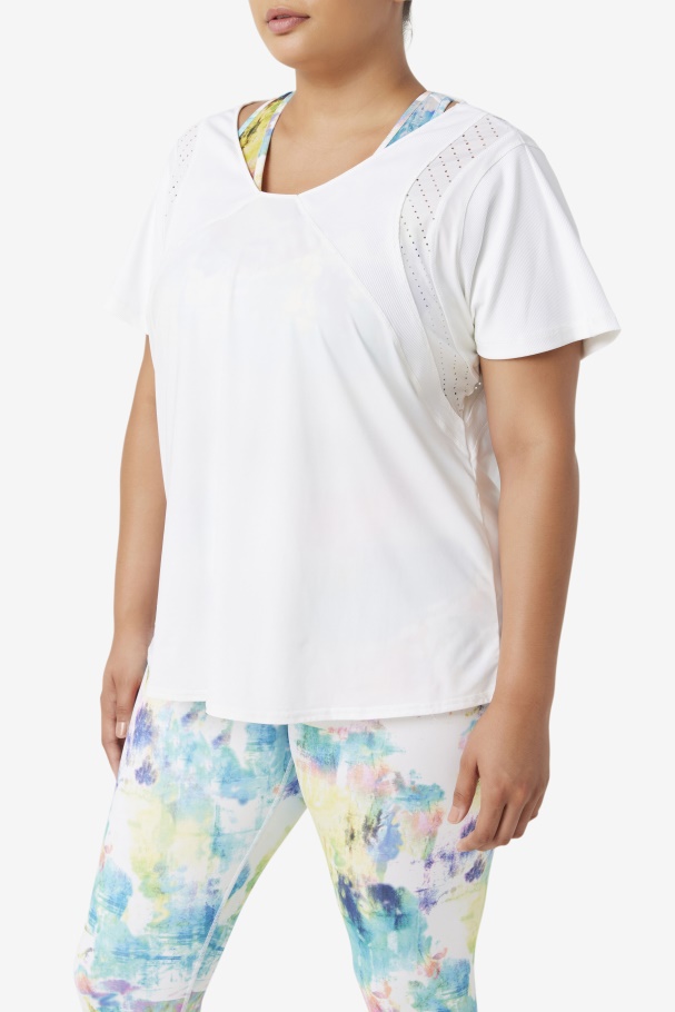 Fila UK Uplift Textured Short Sleeve Top White