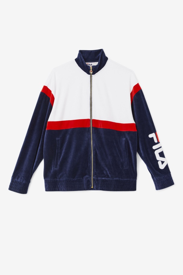 Mansur Velour Jacket Fila UK Navy/White/Red