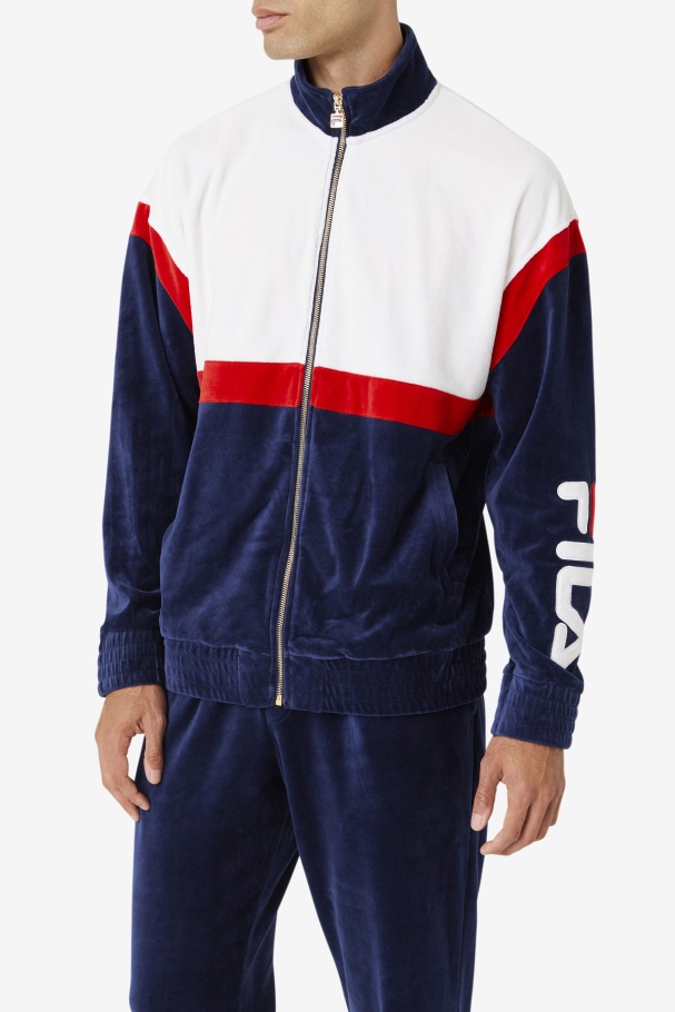 Mansur Velour Jacket Fila UK Navy/White/Red