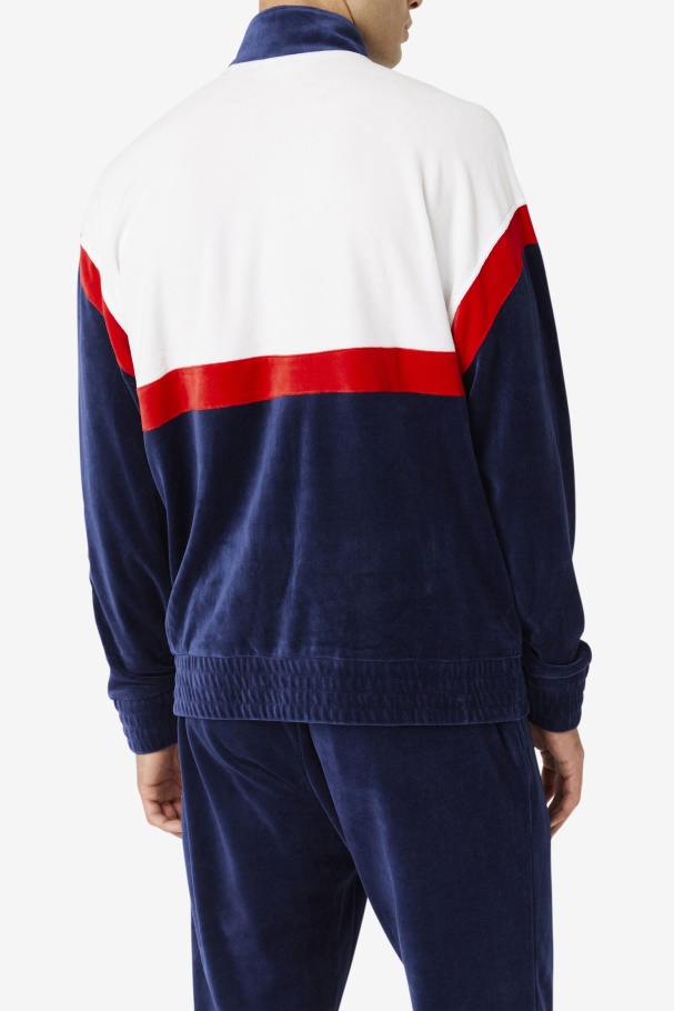 Mansur Velour Jacket Fila UK Navy/White/Red