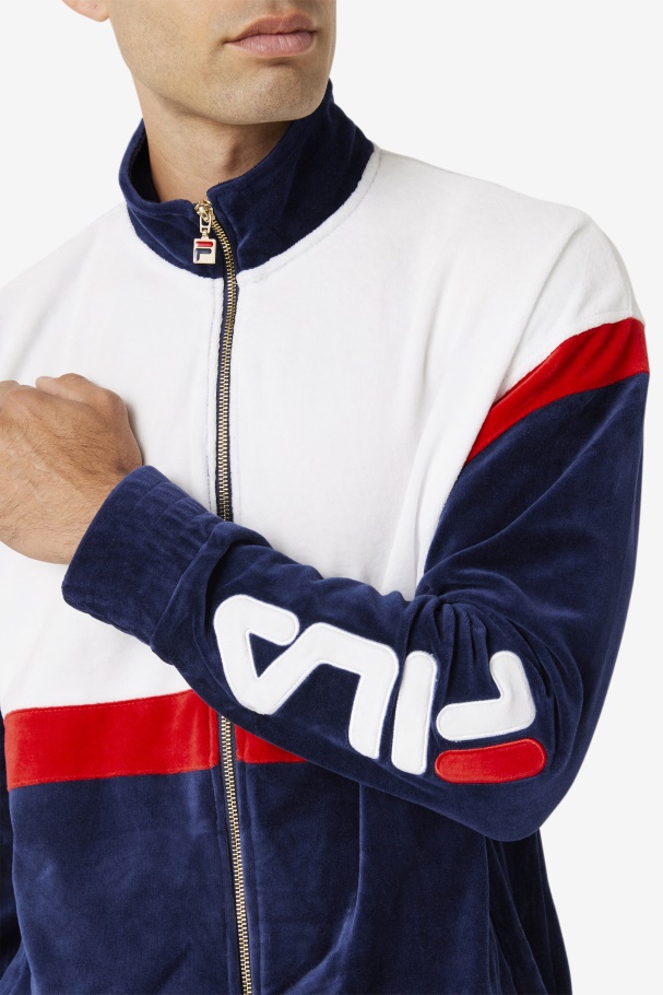 Mansur Velour Jacket Fila UK Navy/White/Red
