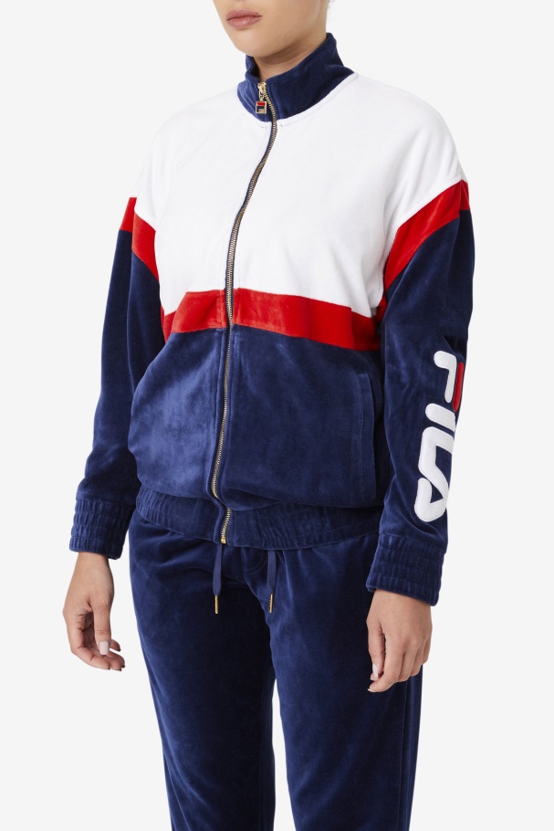 Mansur Velour Jacket Fila UK Navy/White/Red