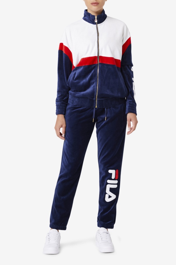 Mansur Velour Jacket Fila UK Navy/White/Red