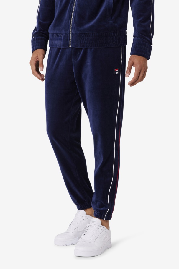 Navy/White/Red Fila UK Deverall Velour Pant