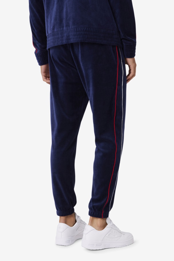 Navy/White/Red Fila UK Deverall Velour Pant