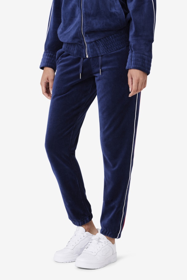 Navy/White/Red Fila UK Deverall Velour Pant