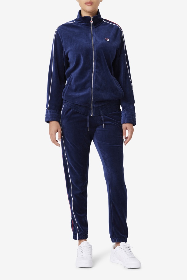 Navy/White/Red Fila UK Deverall Velour Pant