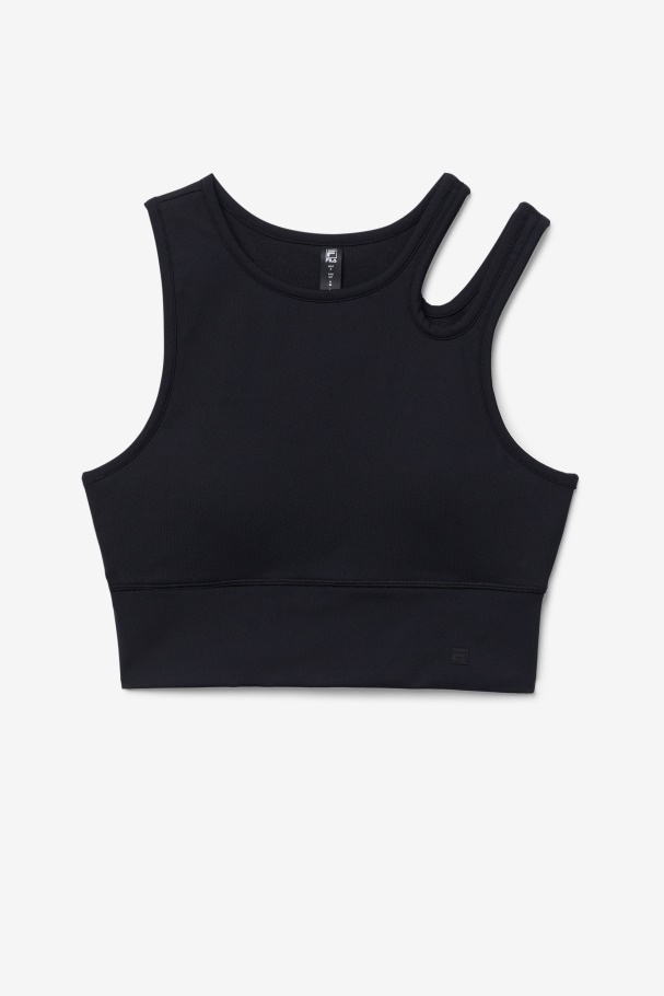 Fila UK Black Uplift Slice Crop Bra Top