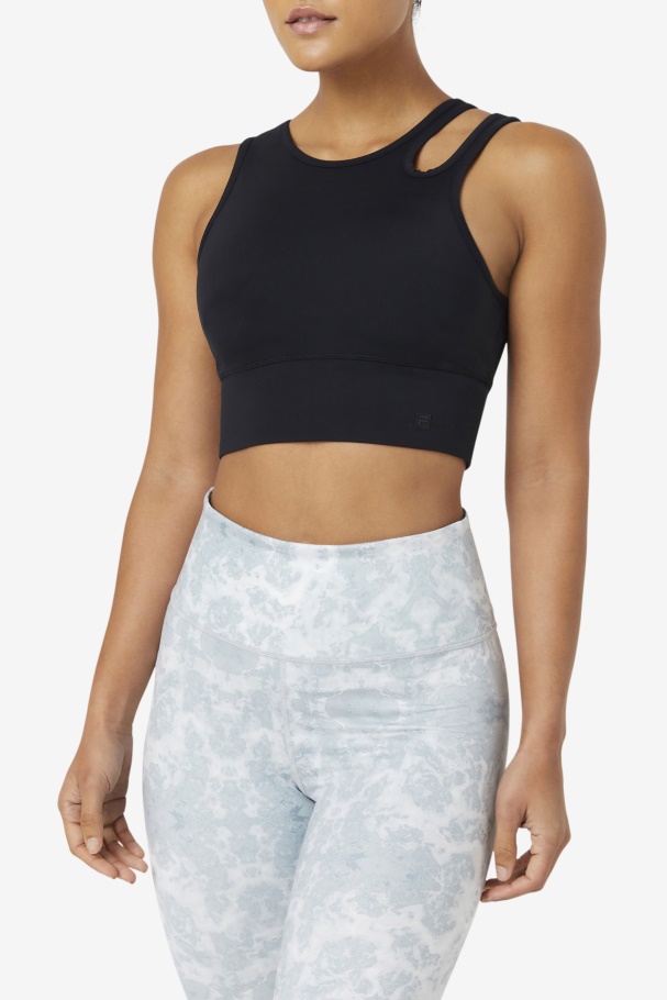 Fila UK Black Uplift Slice Crop Bra Top