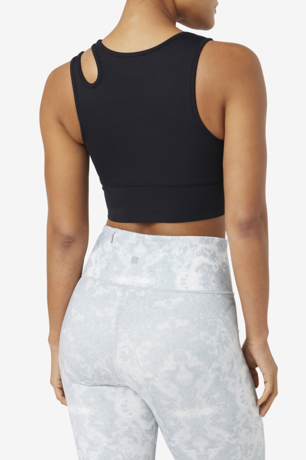 Fila UK Black Uplift Slice Crop Bra Top