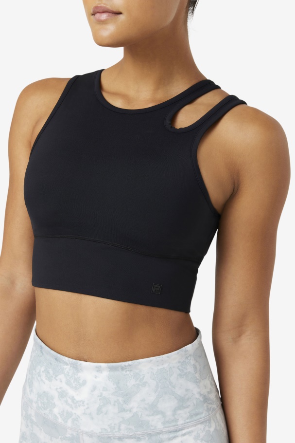 Fila UK Black Uplift Slice Crop Bra Top