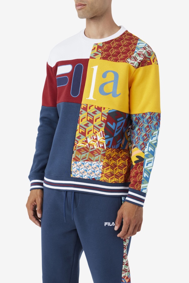 Fila UK Hansi Sweatshirt Ocean/Rhubarb/White