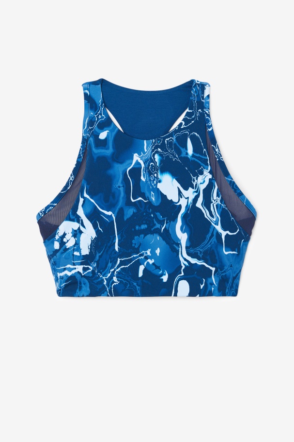 Uplift T-Back Sports Bra Navy Marble Fila UK