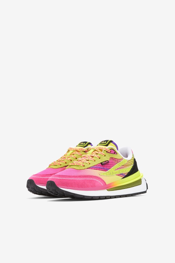 Pink Glo/Sulphur/White Fila UK Little Kids\' Renno