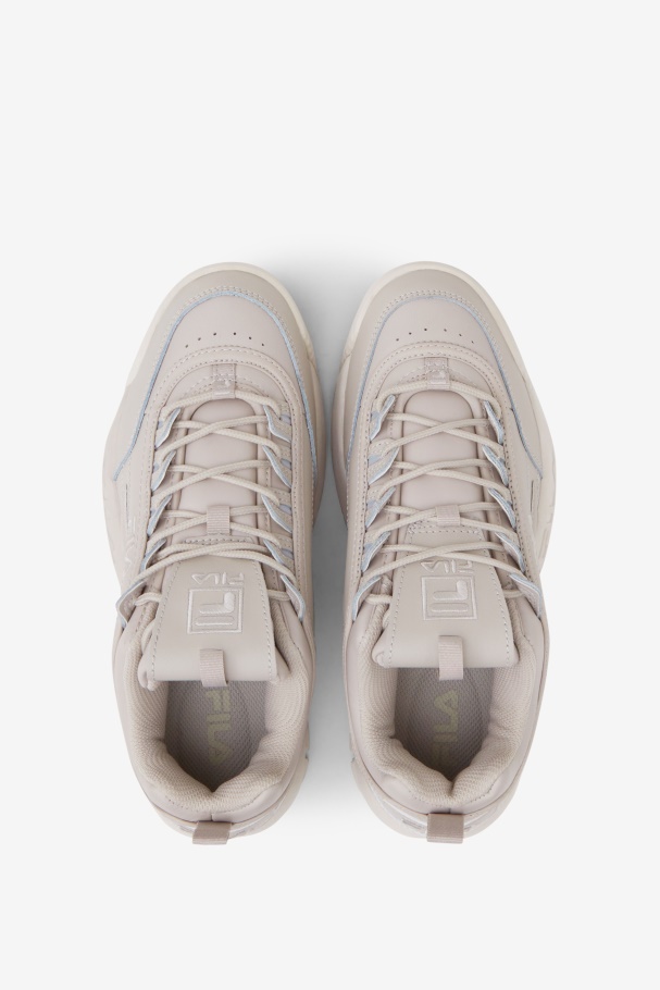 Silver Gray/White Sand Fila UK Women\'s Disruptor 2 Premium
