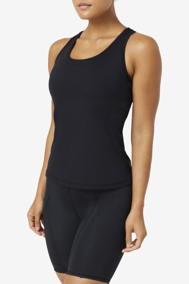 Black Uplift Open Racerback Tank Top Fila UK