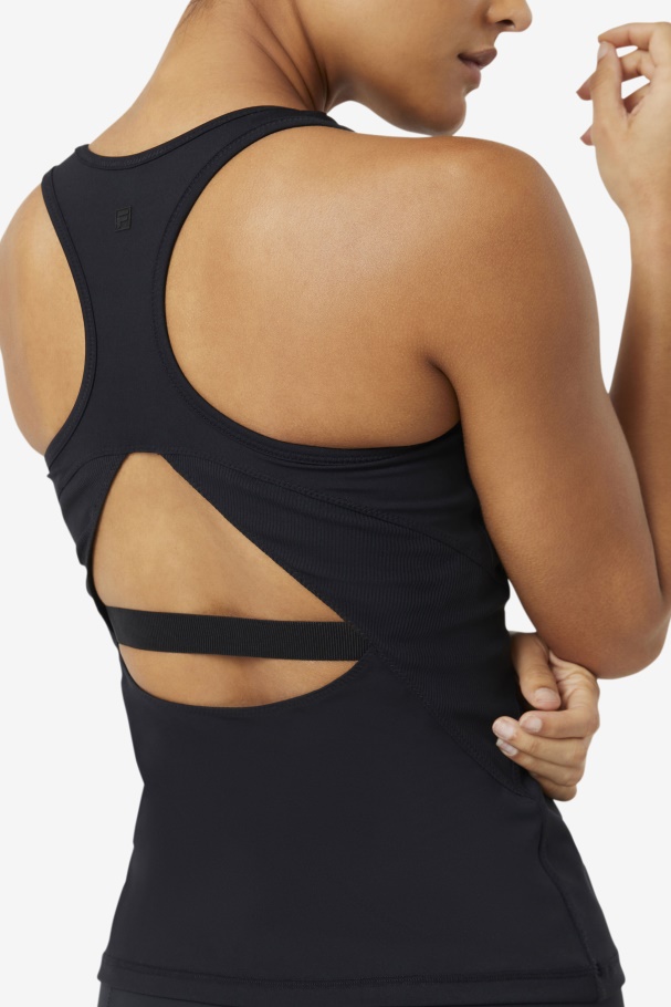 Black Uplift Open Racerback Tank Top Fila UK