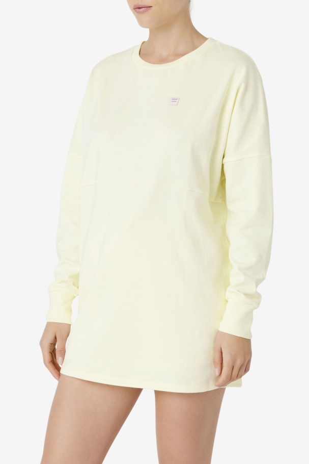 Tender Yellow Fila UK Janet Oversized Long Sleeve Tee