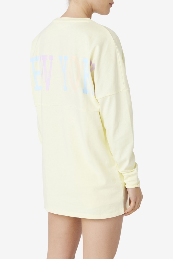 Tender Yellow Fila UK Janet Oversized Long Sleeve Tee