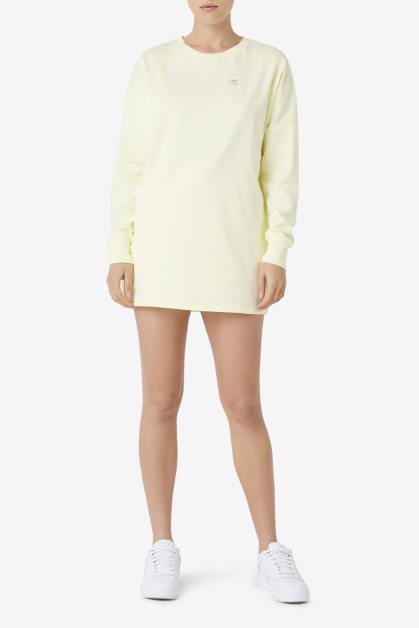 Tender Yellow Fila UK Janet Oversized Long Sleeve Tee