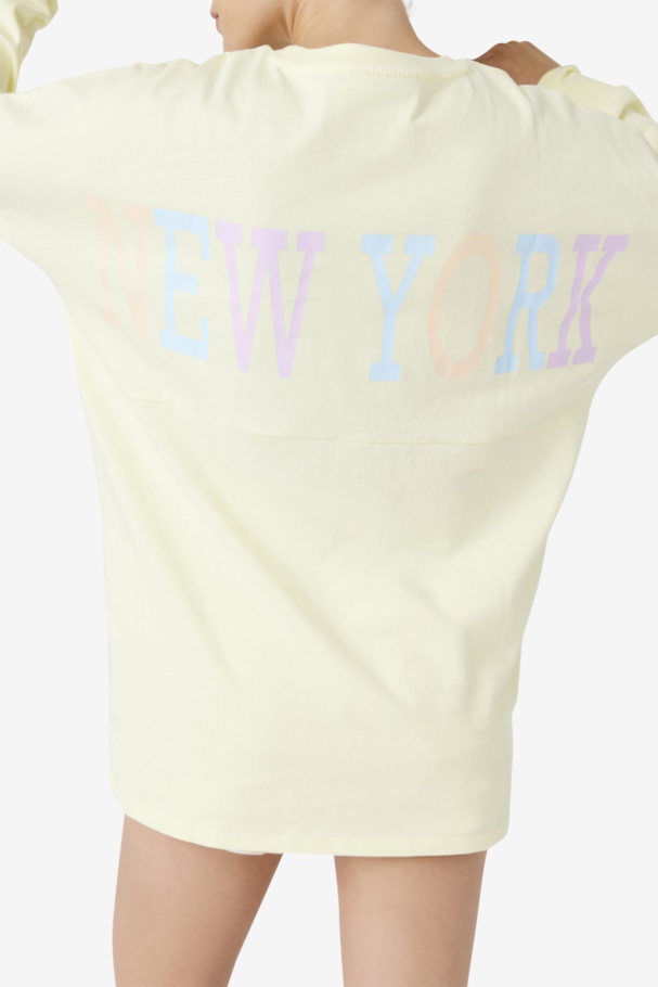 Tender Yellow Fila UK Janet Oversized Long Sleeve Tee