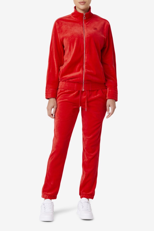 Red Deverall Velour Pant Fila UK