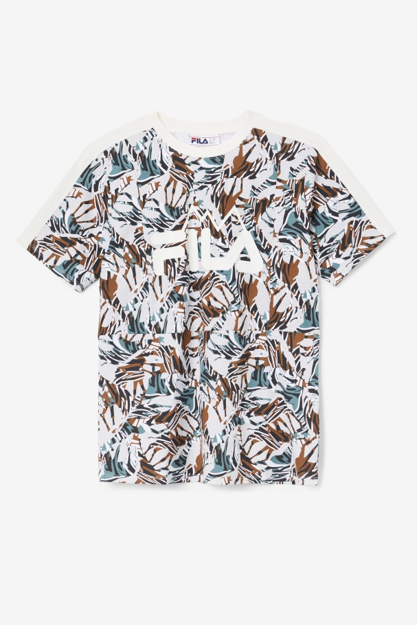 Nataly Boyfriend Tee Fila UK Egret/Stormy/Deep Lake Print