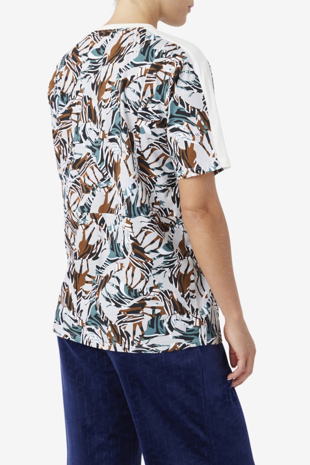 Nataly Boyfriend Tee Fila UK Egret/Stormy/Deep Lake Print