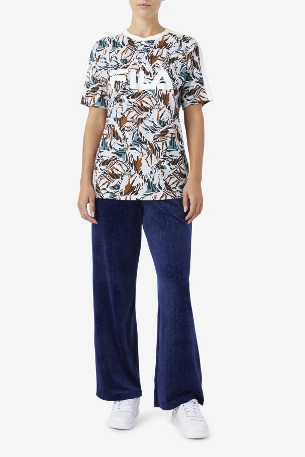 Nataly Boyfriend Tee Fila UK Egret/Stormy/Deep Lake Print