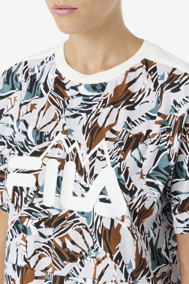 Nataly Boyfriend Tee Fila UK Egret/Stormy/Deep Lake Print