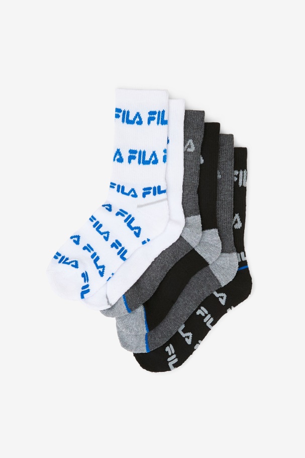 Kids\' Crew Sock 6-Pack Fila UK Black Multi
