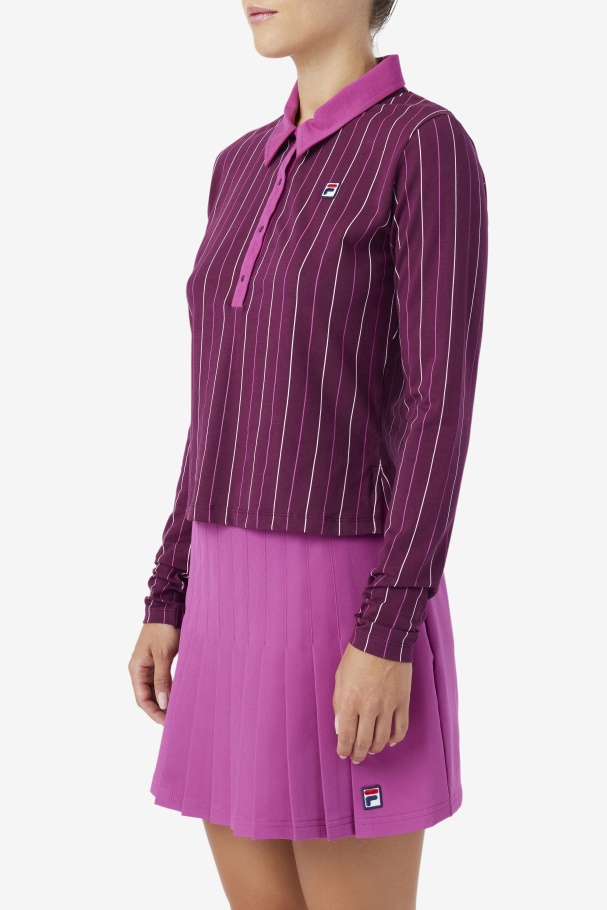 Fila UK Jada Long Sleeve Polo Grape Wine/Rouge/Potpourri