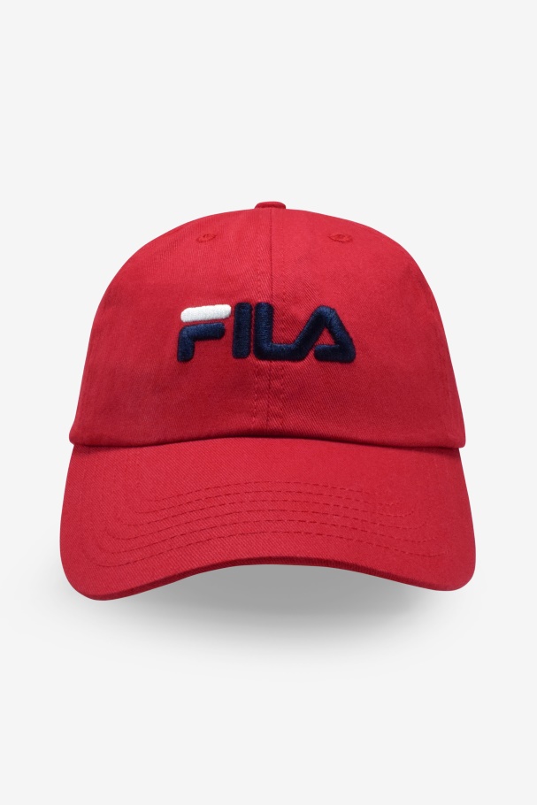 Red Fila UK Embroidered Logo Baseball Hat