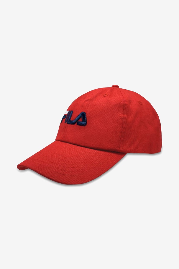 Red Fila UK Embroidered Logo Baseball Hat