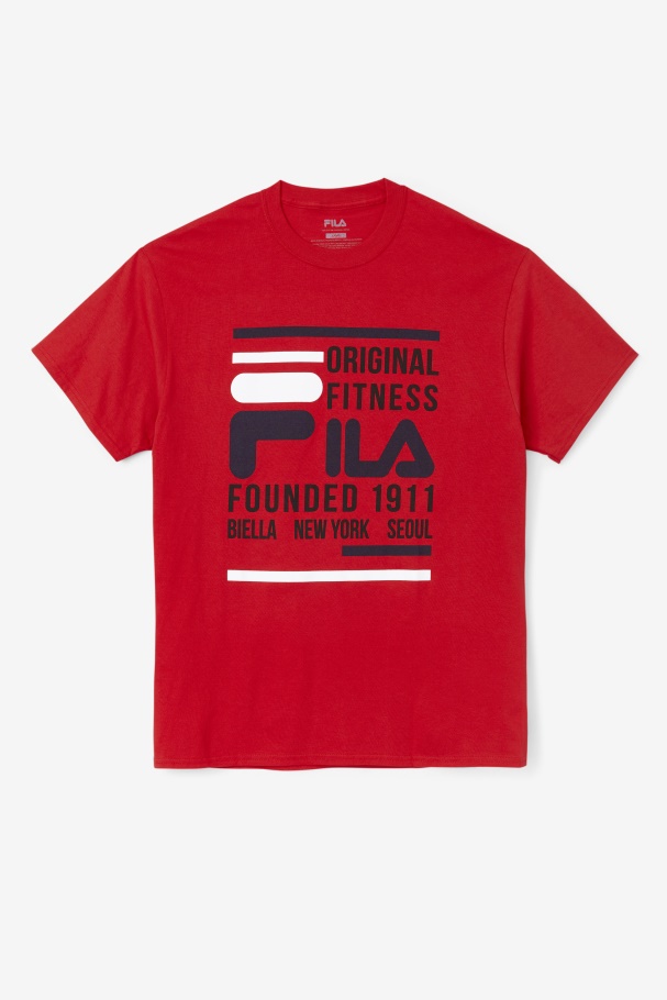 Red/Navy/White Original Fitness Tee Fila UK
