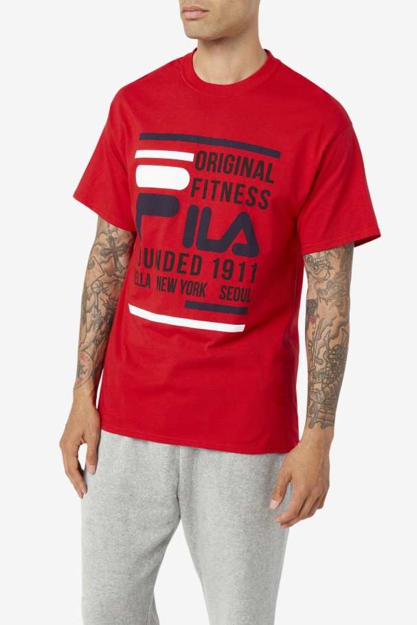 Red/Navy/White Original Fitness Tee Fila UK