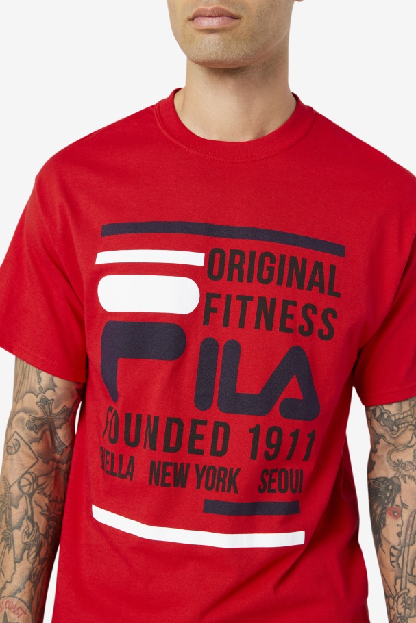 Red/Navy/White Original Fitness Tee Fila UK
