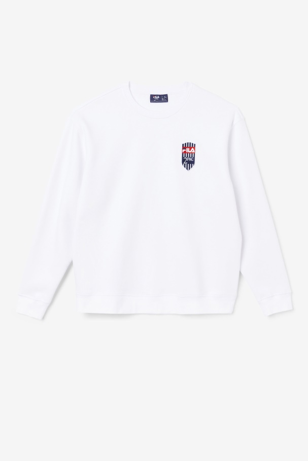 White Fila UK 2Pac Fleece Patch Crew