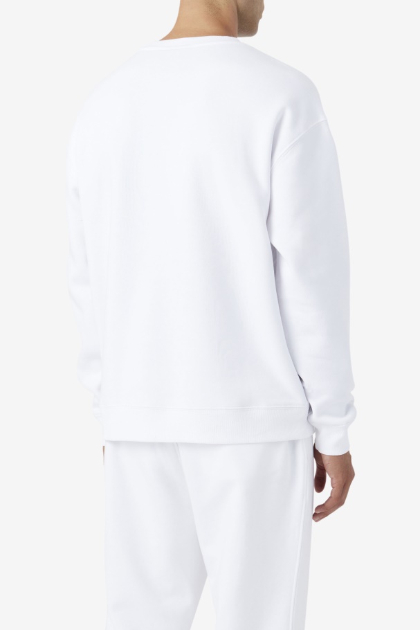 White Fila UK 2Pac Fleece Patch Crew