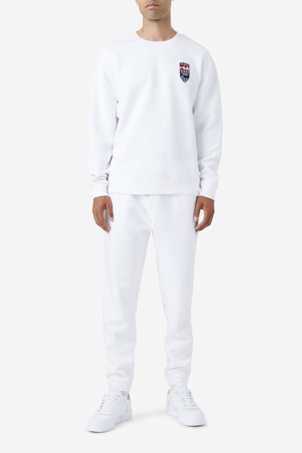 White Fila UK 2Pac Fleece Patch Crew